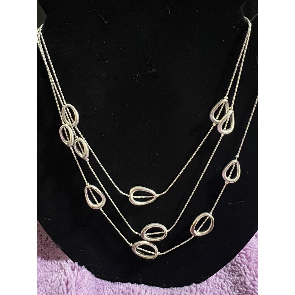 Trifari Necklace Vintage Silver Tone Layered Necklace
